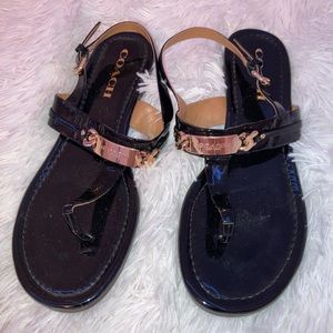 Coach Sandals Black with Gold